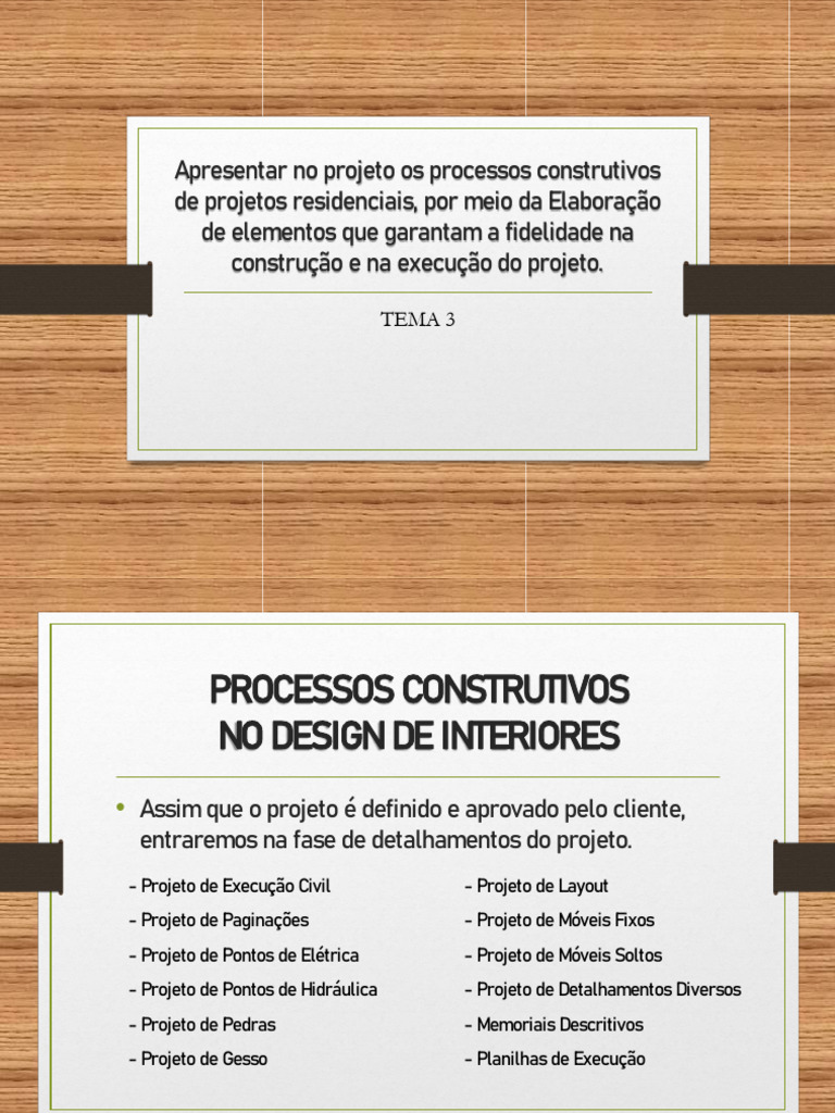Processos construtivos de projetos de Design de Interiores | PDF
