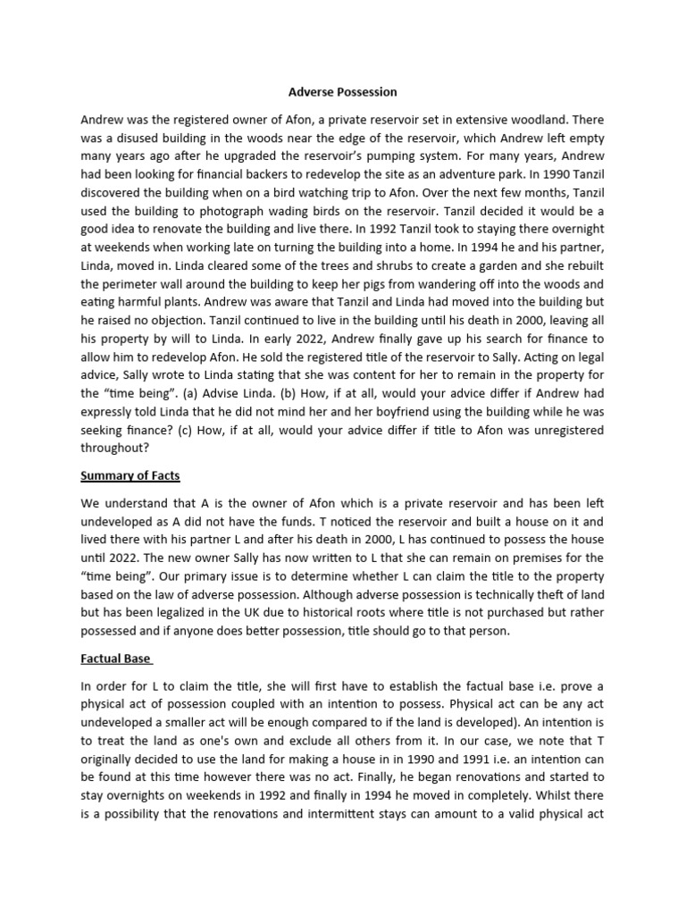 Adverse Possession Case Analysis in Uganda | PDF | Property Law ...