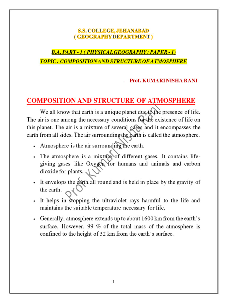 Composition and Structure of Atmosphere | PDF | Atmosphere Of Earth ...