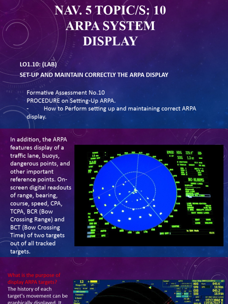 Setting Up ARPA Displays for Navigation | PDF | Radar | Electronics