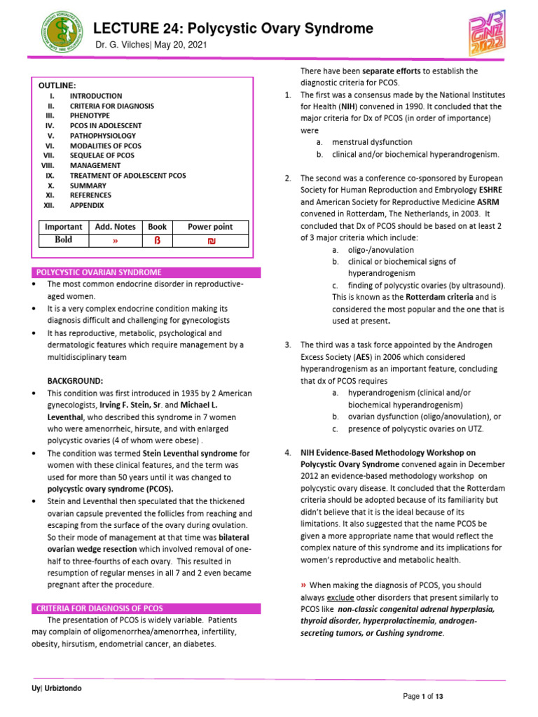 PCOS Diagnosis and Management Overview | PDF | Polycystic Ovary ...