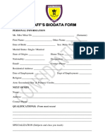 Staff Bio Data Form