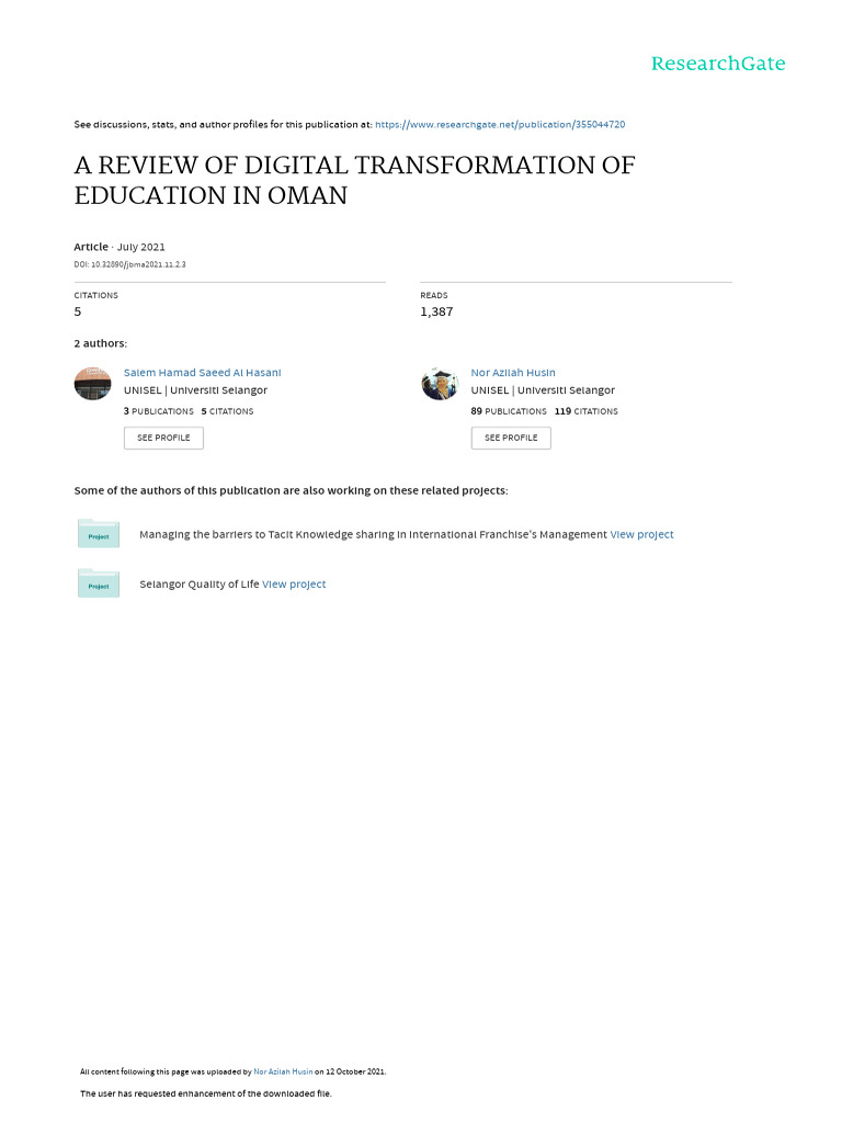 Digital Transformation Pdf Educational Technology Learning