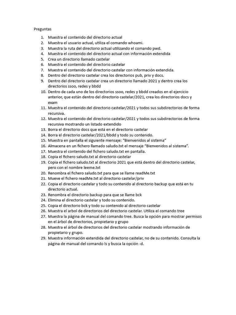 Comandos Linux 1 | PDF | Directorio (Computación) | Archivo de computadora