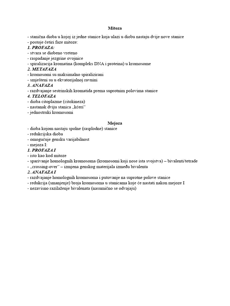Mitoza I Mejoza | PDF