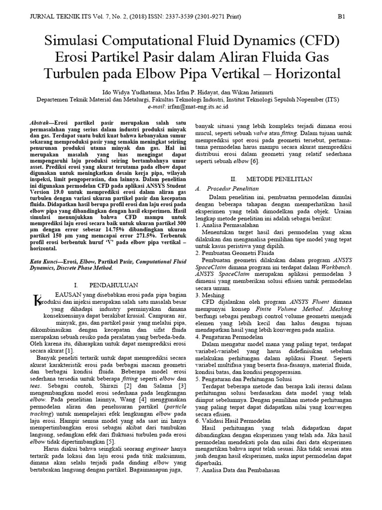 Simulasi Erosi Pasir pada Elbow Pipa CFD | PDF
