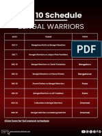 Bengal Warriors PKL 10 Schedule