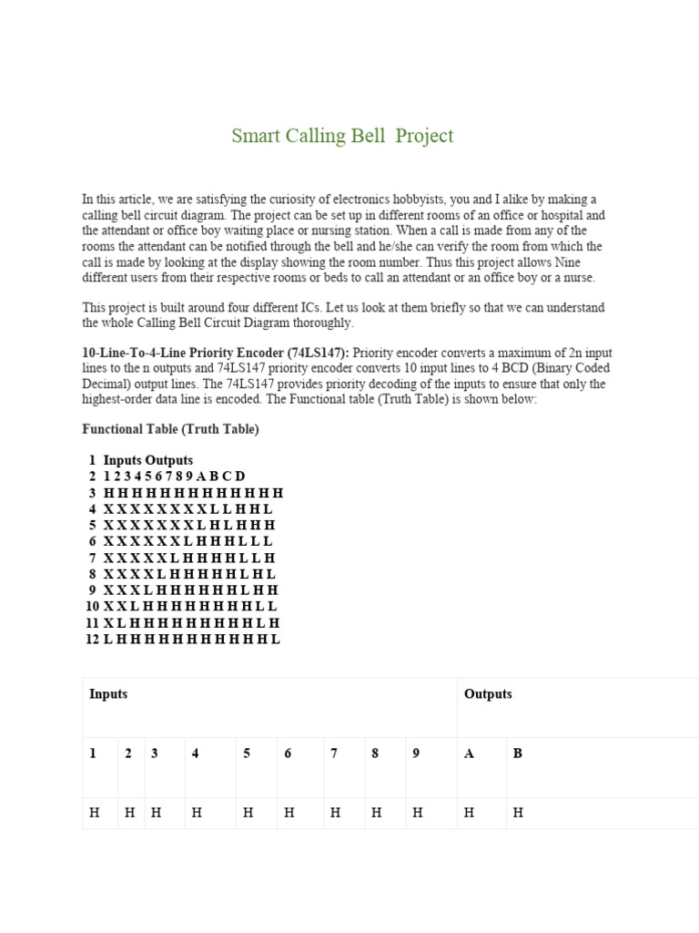 Smart Calling Bell Circuit Design | PDF | Rectifier | Logic Gate