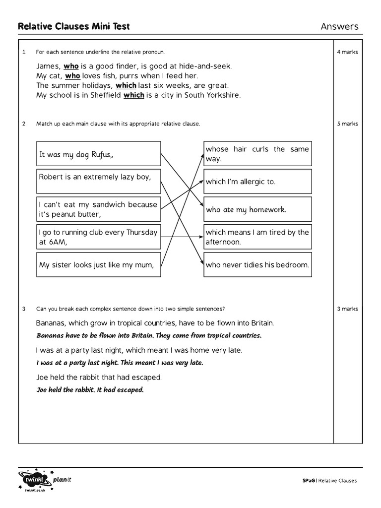 Relative Clauses Answers | PDF