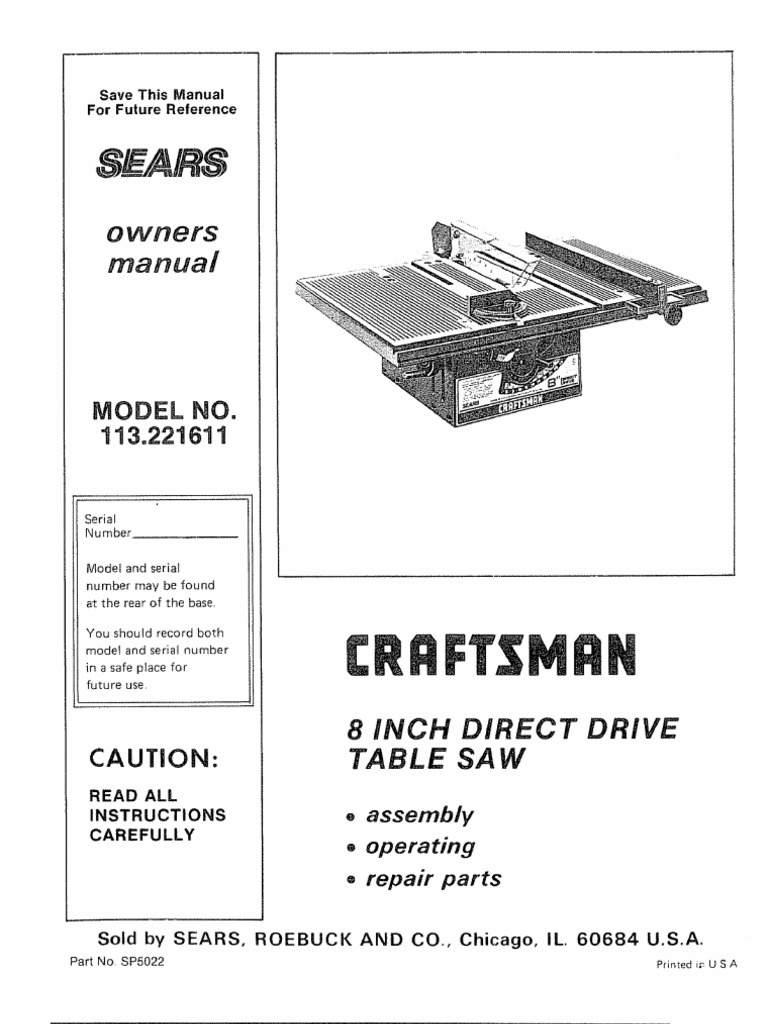 Craftsman Table Saw | PDF | Fuse (Electrical) | Electrical Connector