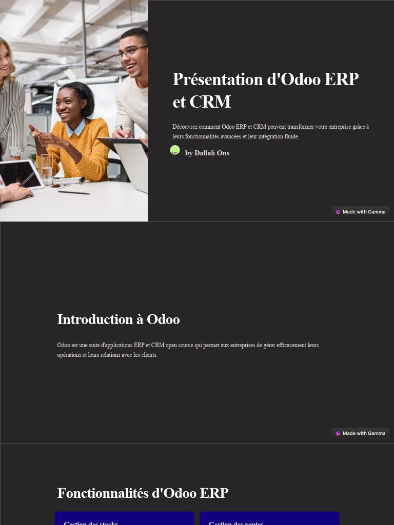 Présentation d'Odoo ERP et CRM | PDF | Progiciel de gestion intégré ...