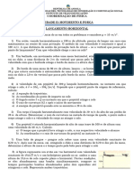 Exercícios #03 Da Unidade I Movimento e Forçalançamento Horizontal 2022