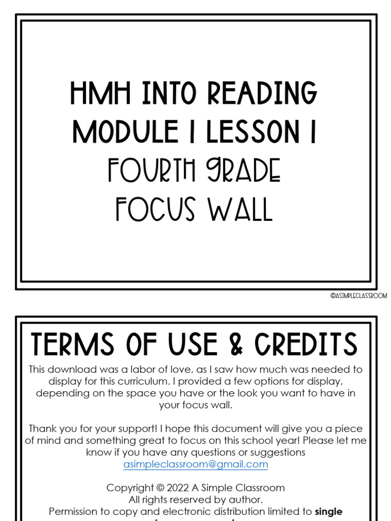 HMH Module 1 Week 1 Focus Wall | PDF | Vocabulary | Learning