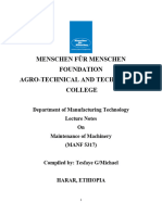 MANF 5317 Maintenance of Machinery Lecture Notes