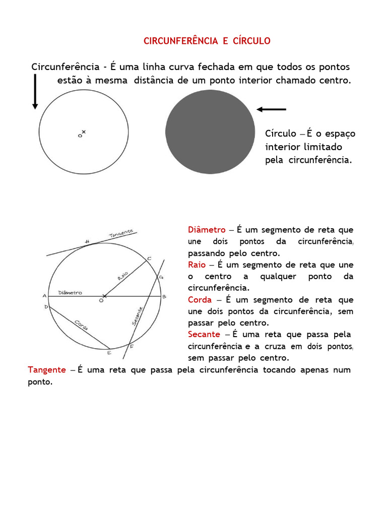 Tipos de Círculo e Circunferência | PDF