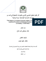 أثر التزام المدقق الخارجي الاردني بالإجراءات التحليلية في الحد من ممارسات المحاسبة الابداعية