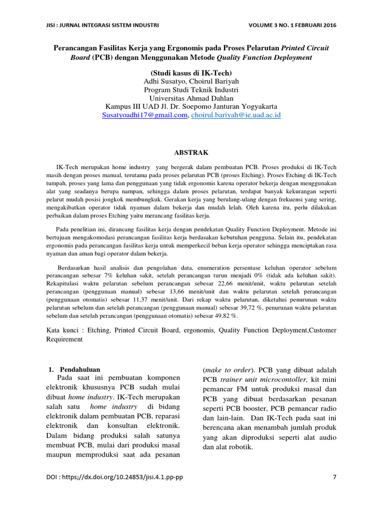 Perancangan Fasilitas Kerja Yang Ergonomis Pada Proses Pelarutan