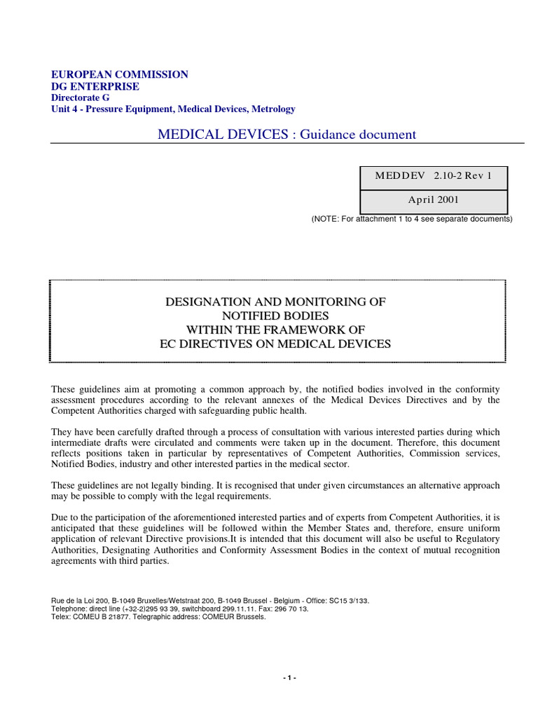 Meddev 2.10 Designation and Monitoring of Notified Body PDF Medical