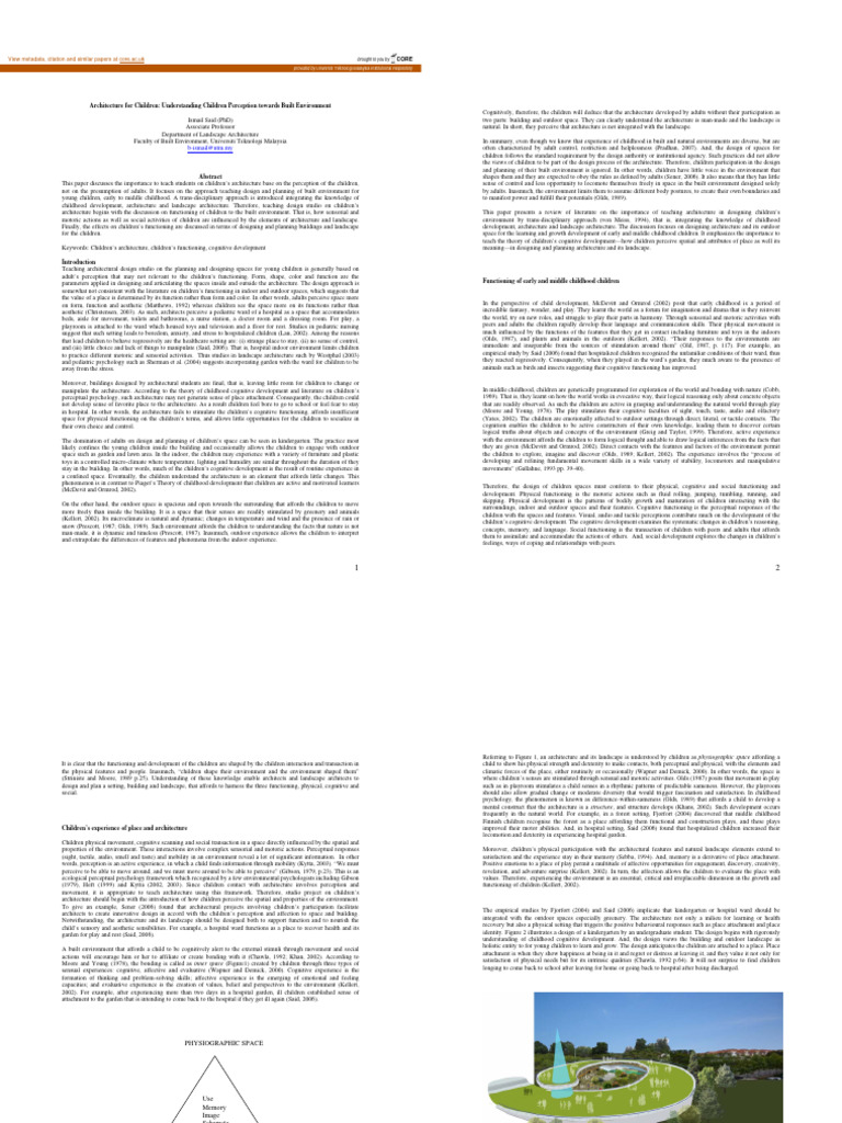 Children's Architecture and Perception | PDF | Perception | Experience