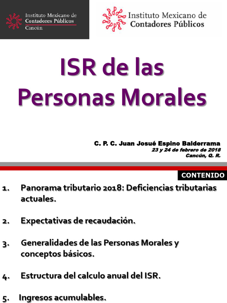ISR Personas Morales: Guía 2018 | PDF | Impuesto sobre la renta | Costo