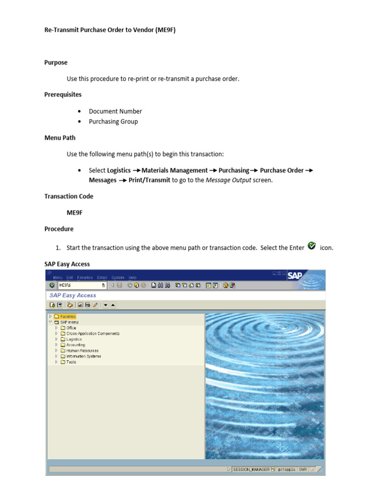 Re-Transmit PO Using ME9F in SAP | PDF | Icon (Computing) | Procurement