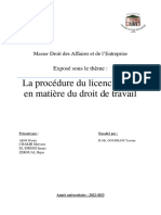 La Procédure de Licenciement en Matière Du Droit de Travail