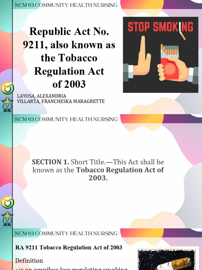Tobacco Regulation Act of 2003 Overview | PDF | Cigarette | Tobacco Smoking