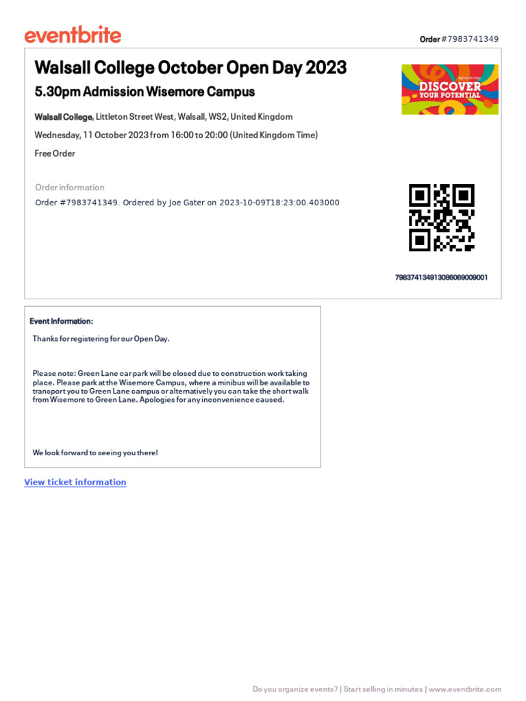 Walsall College Open Day at Wisemore | PDF