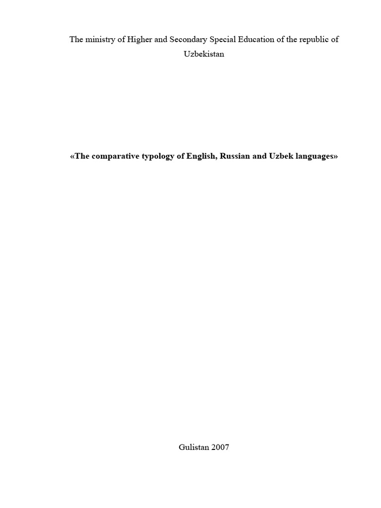 Comparative Typology of English and Uzbek | PDF | Vowel | Linguistic ...