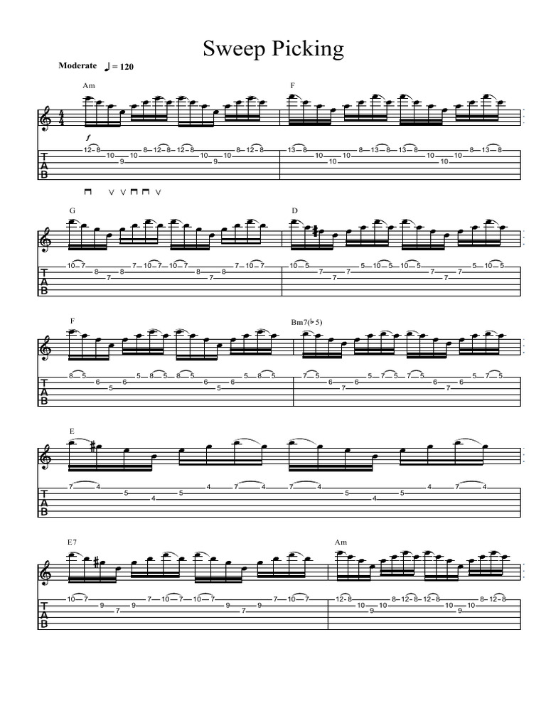 Sweep Picking Arpeggio Etude PDF