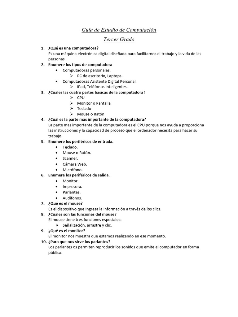 Guía De Estudio De Computación Pdf