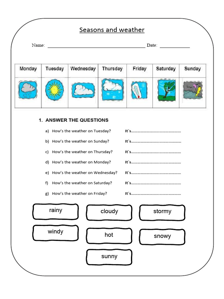 Seasons and Weather Worksheet | PDF