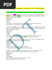 Issue of Shares Comprehensive Questions - Part I
