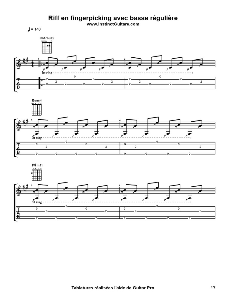 Riff de basse en fingerpicking DM7sus2 | PDF | Luths à manche long ...