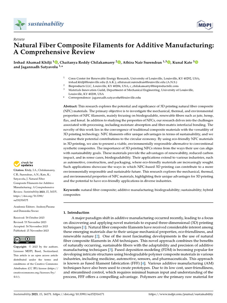 Sustainability 15 16171 | PDF | Composite Material | Cellulose