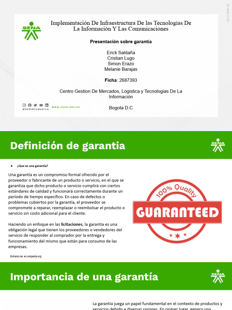 Definición y Tipos de Garantía | PDF | Calidad (comercial) | Business