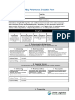 90 Day Performance Evaluation Format