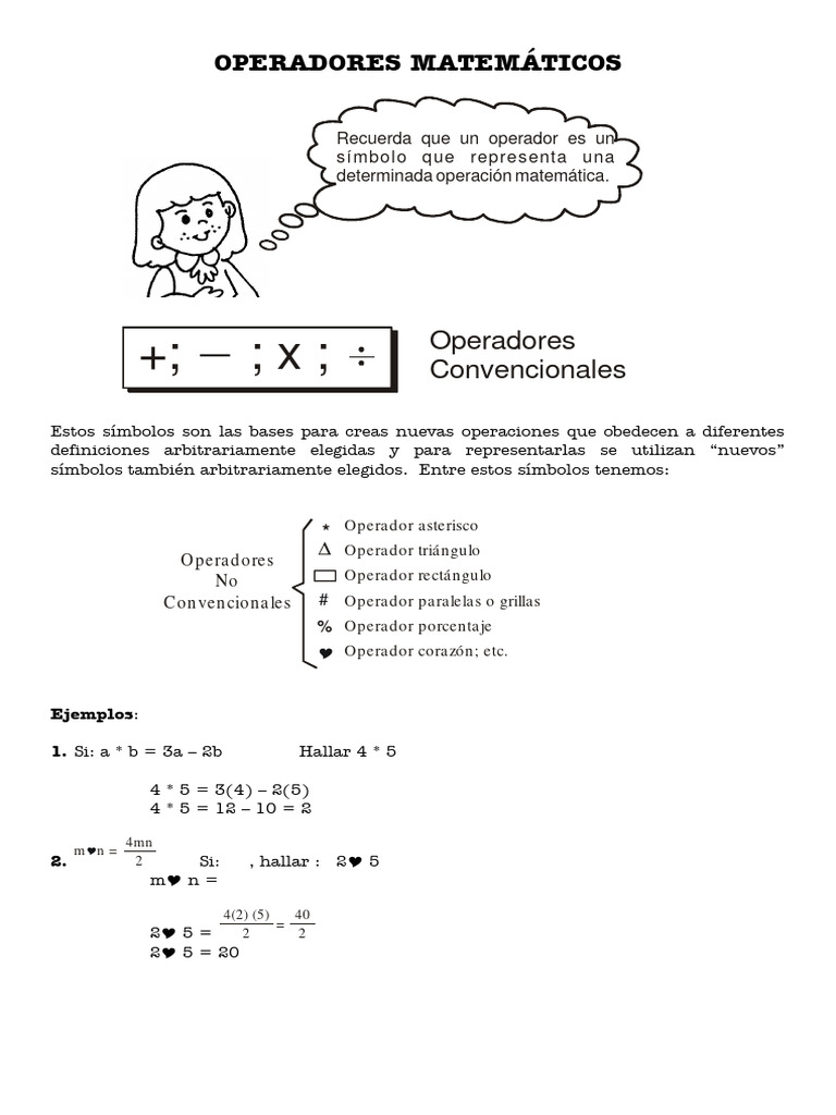 Operadores Matemáticos y Ejercicios | PDF | Matemáticas