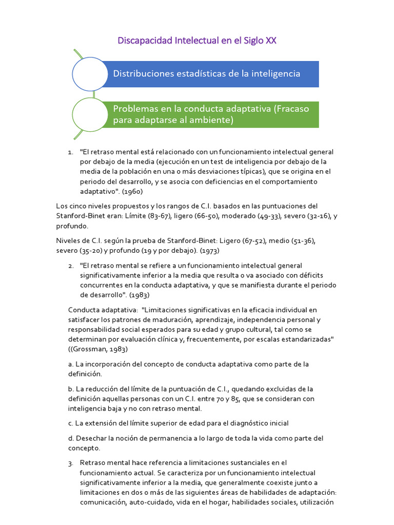 Definición y Diagnóstico de Discapacidad Intelectual | PDF | Cociente ...