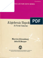 Algebraic Topology A First Course Por Marvin J Greenberg y John R Harper