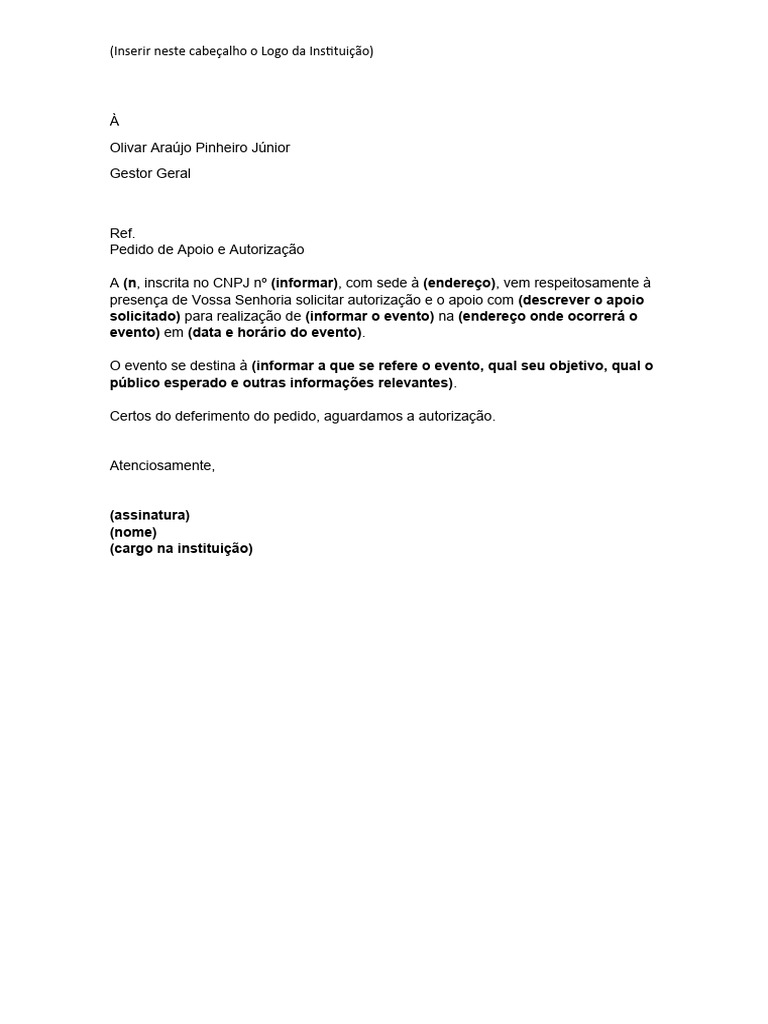 Solicitação de Apoio para Evento | PDF