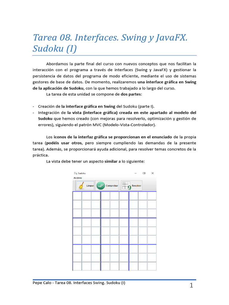 Tarea. Interfaces. Swing y JavaFX PDF Interfaz de usuario Modelo