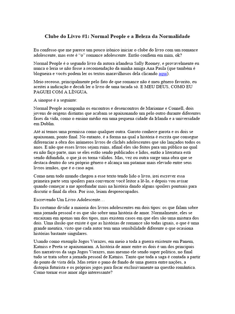 Análise do Livro Normal People | PDF | Amor | Livros