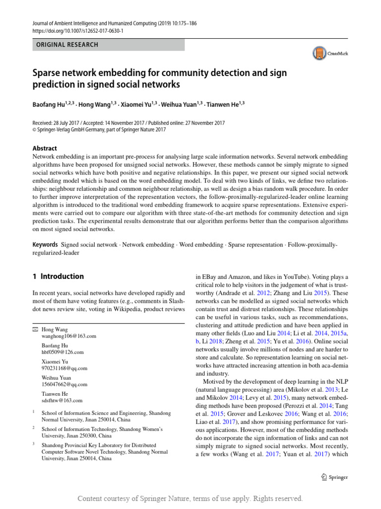 Sparse Network Embedding For Community Detection A | PDF | Deep ...