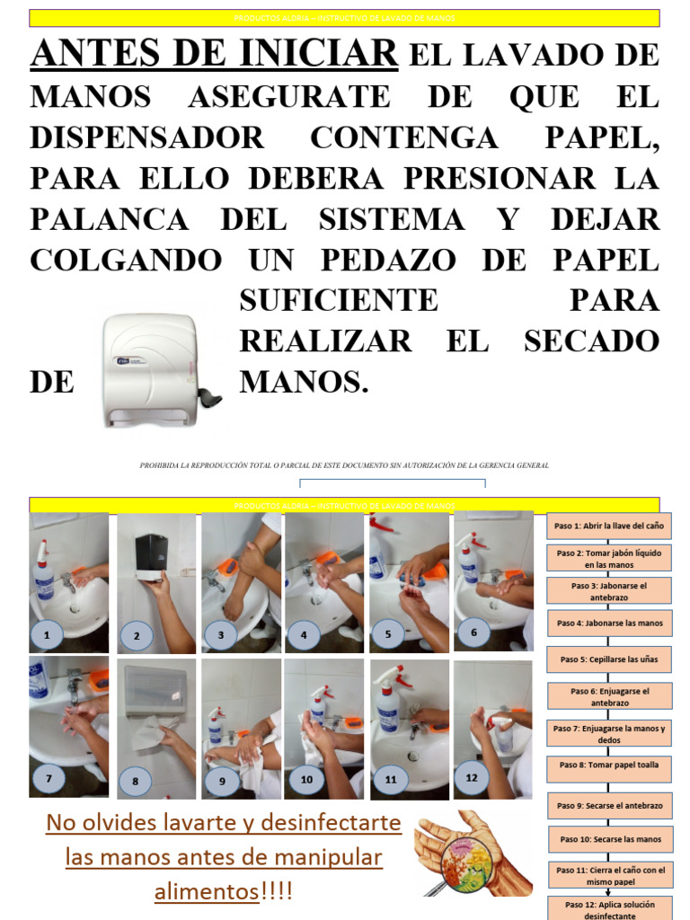 INSTRUCTIVO LAVADO DE MANOS 2023 | PDF | Lavado de manos | Microbiología