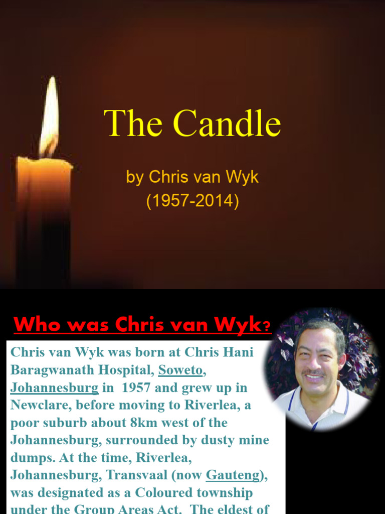 poetry essay on candle by chris van wyk