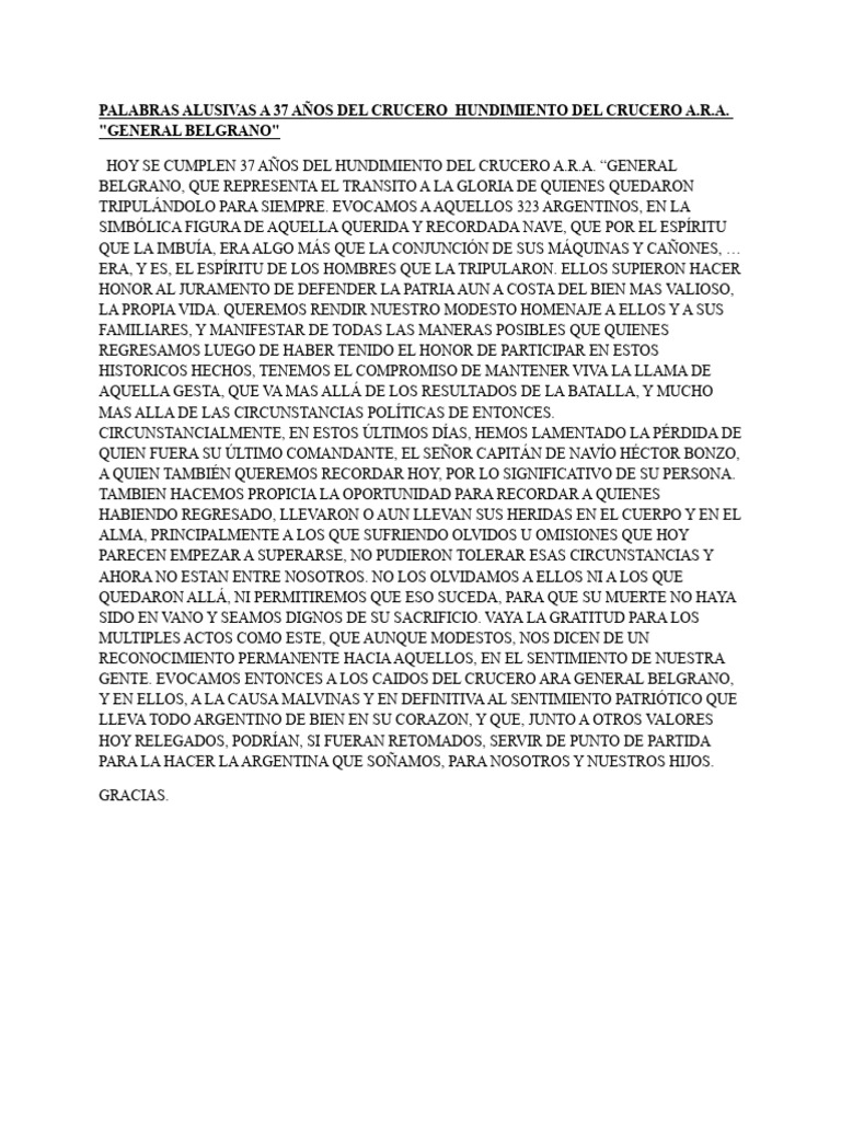 Palabras Alusivas 2 De Mayo Ara San Juan PDF