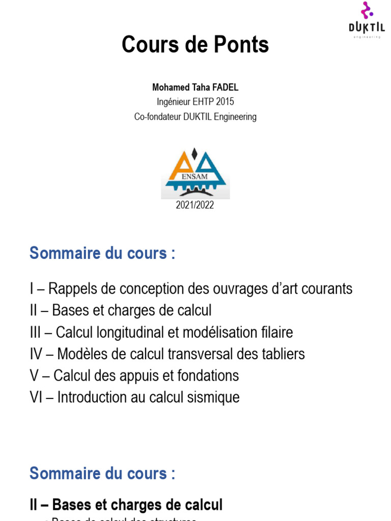 Cours de Ponts 2 - Bases & Charges de Calcul | PDF | Pont | Résistance ...