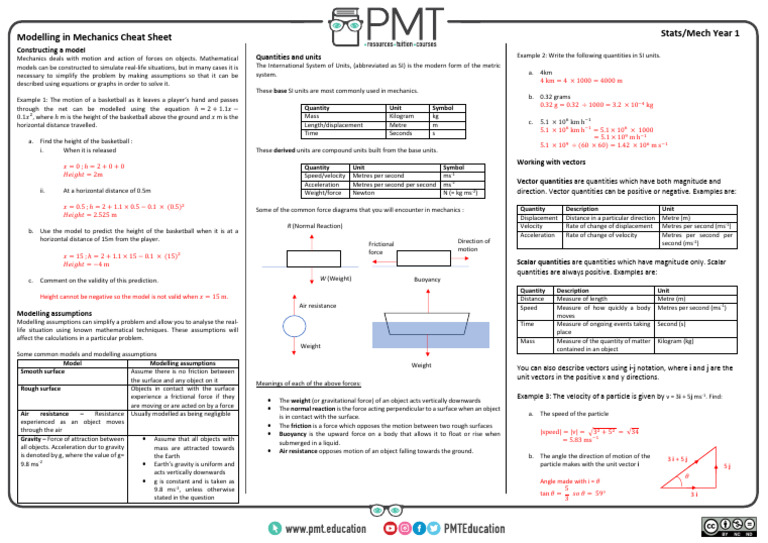 Modelling in Mechanics | PDF | Force | Weight