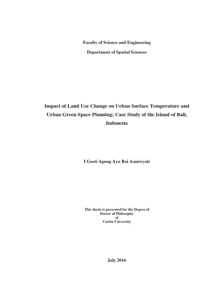 Impact Of Land Use Change On Urban Surface Temperature And Urban Green